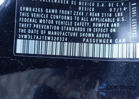 2014 Volkswagen Jetta 2.0L Tdi из США, поврежденный, VIN 3VW3L7AJ1EM328324